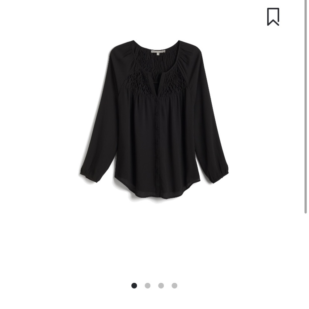 NWT Pale Sky Piper Smocking Black Top